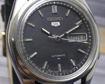 Rare Vintage Seiko 5 Automatic Day Date Movement Number 7009A Japan Made Men's Watch Free Shipping