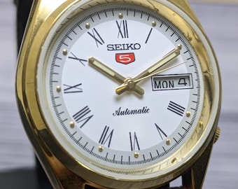 Rare Vintage Seiko 5 Automatic Day Date Movement Number 6309A Japan Made Men's Watch Free Shipping
