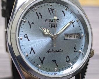 Rare Vintage Seiko 5 Automatic Day Date Movement Number 7009A Japan Made Men's Watch Free Shipping