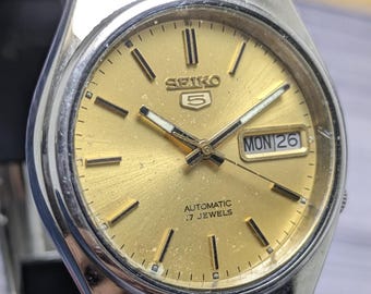Rare Vintage Seiko 5 Automatic Day Date Movement Number 7009A Japan Made Men's Watch Free Shipping