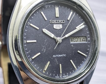 Rare Vintage Seiko 5 Automatic Day Date Movement Number 7009A Japan Made Men's Watch Free Shipping
