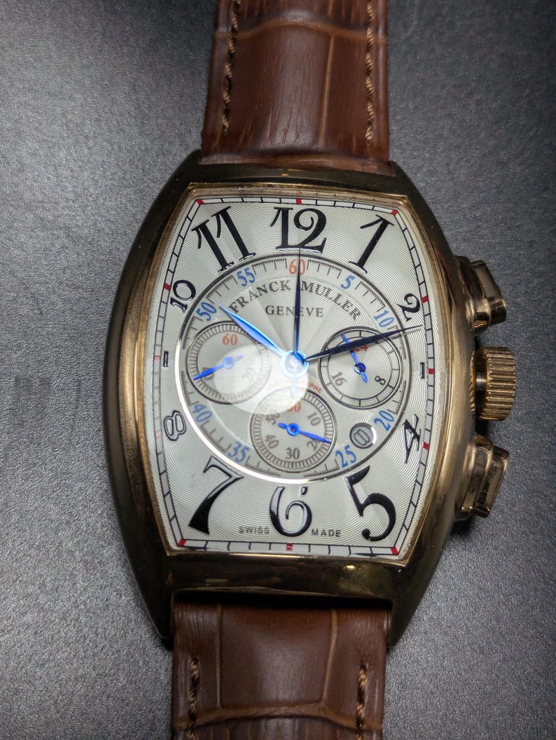 Vintage FRANCK MULLER GENEVE Chrono graph with date indicator Men's Watch silver Dial men's watch free shipping image 11
