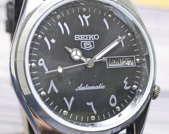 Rare Vintage Seiko 5 Automatic Day Date Movement Number 7009A Japan Made Men's Watch Free Shipping