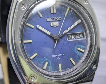 Rare Vintage Seiko 5 Automatic Day Date Movement Number 7009A Japan Made Men's Watch Free Shipping