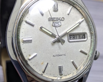 Rare Vintage Seiko 5 Automatic Day Date Movement Number 7009A Japan Made Men's Watch Free Shipping