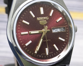 Rare Vintage Seiko 5 Automatic Day Date Movement Number 6309A Japan Made Men's Watch Free Shipping
