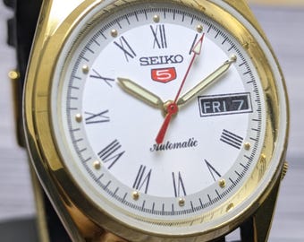 Rare Vintage Seiko 5 Automatic Day Date Movement Number 6309A Japan Made Men's Watch Free Shipping
