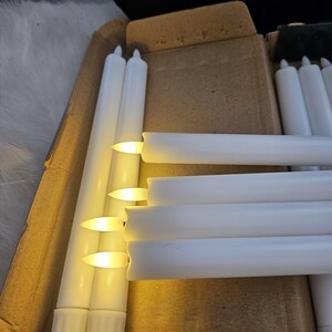 Led battery operated flameless candlesticks x 12 white flickering effect