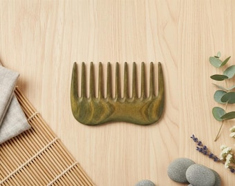 Wide Tooth Wooden Hair Comb, Gentle Detangler for Thick Curly Wavy Hair