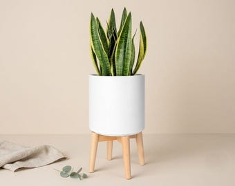 Mid Century Modern Plant Stand, Indoor Wooden Flower Pot Holder for Home Decor