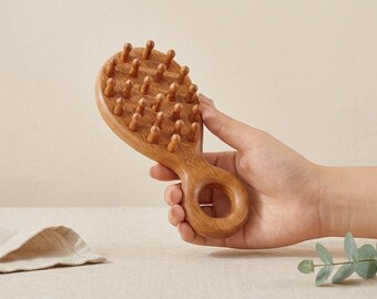 Sandalwood Scalp Massage Comb, Wide Tooth Wooden Gua Sha Tool for Head Neck Relief