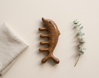 Wooden Gua Sha Scalp Comb, Sandalwood Wide Tooth Massage