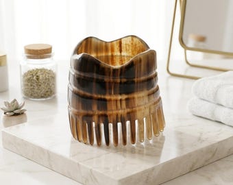 Natural Horn Hair Comb, Wide Tooth Detangling Scalp Massager