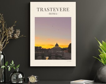 Lámina de Trastevere, Roma; Arte mural de la puesta de sol en el Vaticano; Fotografía de viajes por Italia (Descarga digital).