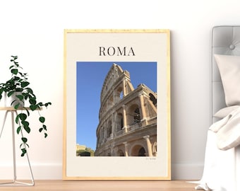 Lámina del Coliseo de Roma, póster de viaje de Italia, decoración de arquitectura romana (descarga digital)