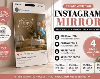 Spersonalizowany szablon ramki do selfie na Instagramie do pobrania w formacie cyfrowym, plik PDF do druku