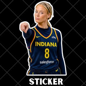 Adesivo divertente da basket "Sophie Cunningham point meme Indiana Sticker Decal" lucido da 4" (Download digitale)