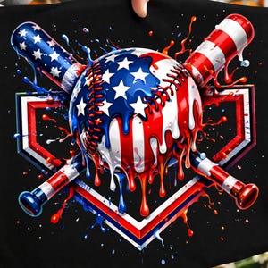 American Flag Baseball, Baseball Png, 4th of July Png, Memorial Day Png, Baseball lifestyle Png, boy Baseball Png, Baseball ice cream drip