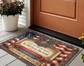 USA 250th Anniversary Personalized Doormat, Custom Family Name Welcome Mat, 4th of July Decor, Patriotic Gift, Stars and Stripes 1776-2026