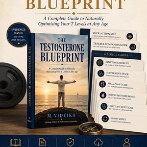 Testosterone Blueprint - Men's Health Guide & System | 248-Page eBook + Tracker + 6 Bonus Cards | Instant PDF Download for Men 35+