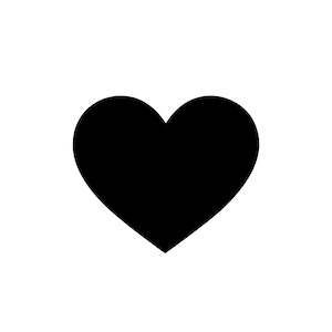 Puede incluir: Un icono de corazón negro sólido con un contorno suave y simétrico. El gráfico presenta dos lóbulos superiores redondeados que se curvan hacia adentro hasta un punto central en la parte superior, estrechándose hacia una base puntiaguda.
