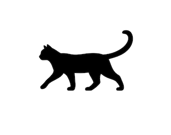 Silueta de gato caminando / SVG / PNG / DXF / EPS / JPEG / Imágenes prediseñadas de gato caminando / Silueta de gato / Felino / Mascota / 300 DPI / Descarga instantánea