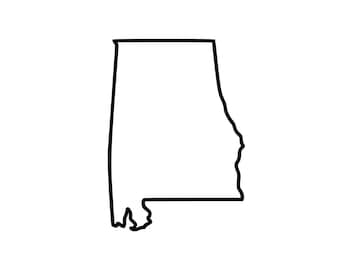 Omtrek Svg Alabama | png | Dxf | Eps | Jpeg-bestand | Kaartafbeelding Alabama | Overzicht staat Alabama | Staat Yellowhammer | 300 dpi | Direct downloaden