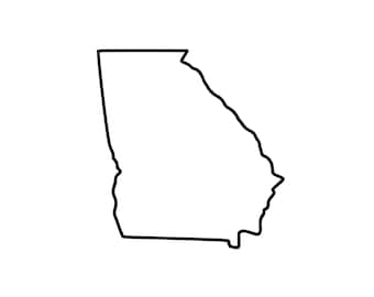 Contorno de Georgia / SVG / PNG / DXF / EPS / JPEG / Imágenes prediseñadas del mapa de Georgia / Contorno del estado de Georgia / Estado del melocotón / 300 DPI / Descarga instantánea
