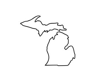 Michigan omtrek SVG | png | Dxf | Eps | Jpeg-bestand | Michigan kaart clipart | Overzicht staat VS | Staat Grote Meren | 300 dpi | Direct downloaden