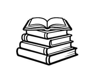 Pila de libros SVG / PNG / DXF / EPS / JPEG / Imágenes prediseñadas de libros apilados / Lectura / Libros de biblioteca / Diseño para profesores / 300 DPI / Descarga instantánea