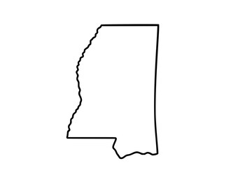 Mississippi omtrek Svg | png | Dxf | Eps | Jpeg-bestand | Mississippi kaart clipart | Staat VS | Magnolia State-ontwerp | 300 dpi | Direct downloaden