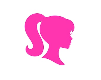 Cabeza de muñeca de moda SVG / PNG / DXF / EPS / JPEG / Silueta de muñeca rosa / Imágenes prediseñadas / Chica glamurosa / Muñeca con coleta / 300 DPI / Descarga instantánea