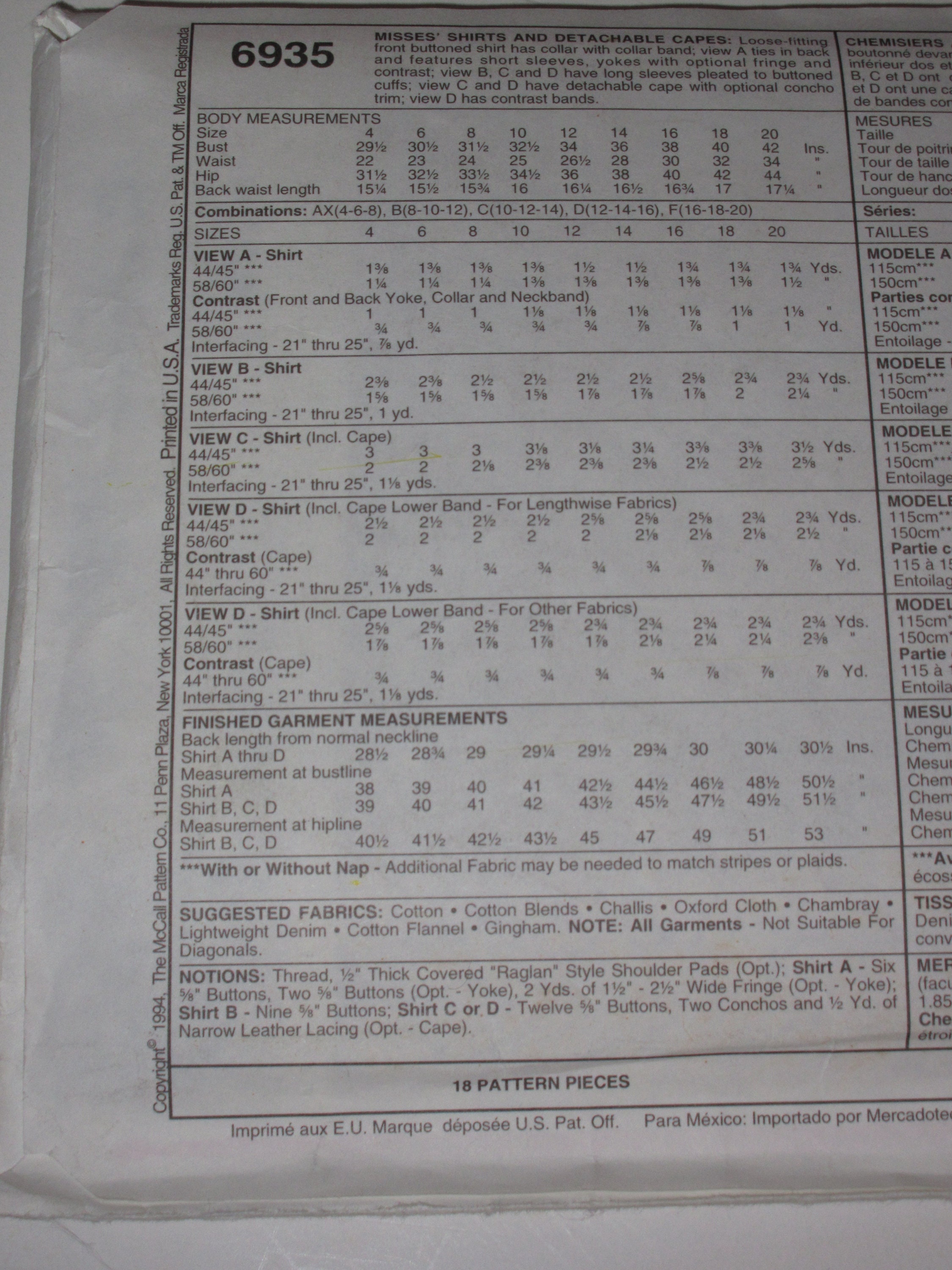 Jahrgang Misses westlichen Stil Shirts. McCall Muster 6935 | Etsy