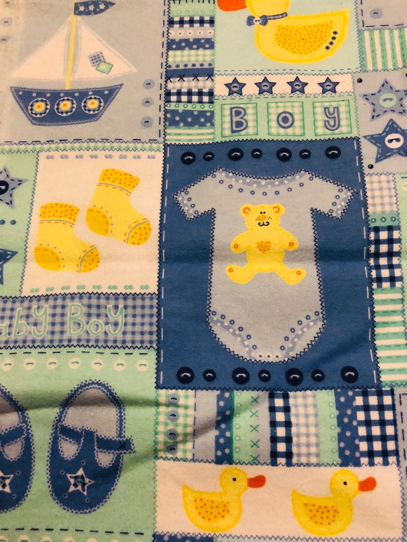 Baby Boys Blue Flannel Fabric Etsy