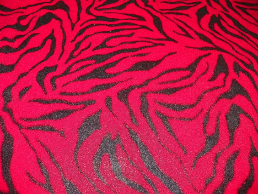 Zebra Fleece Fabric Dark Red and Black Sold by the Yard Etsy