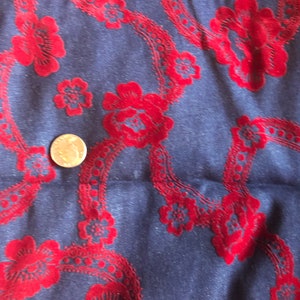 Beautiful Navy Demin with Red Velvet Print