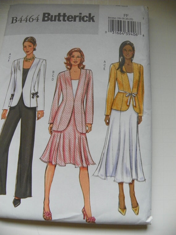 Plus Size Skirt jacket and Pant Set Butterick 4464 Pattern Sizes