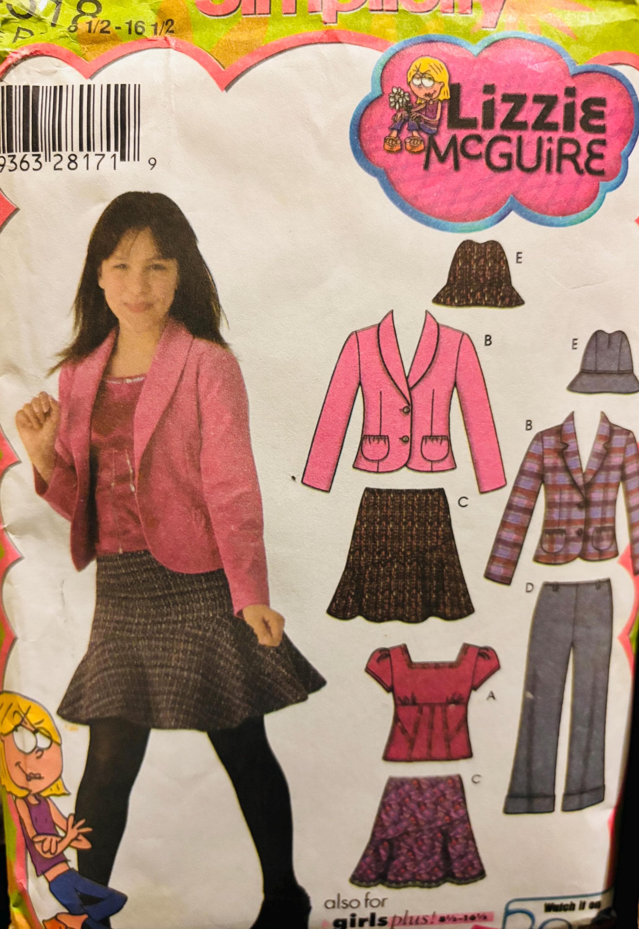 Vintage Simplicity 4650 & 4518 by Lizzie Mcguire Size 8-1/2-16-1/2