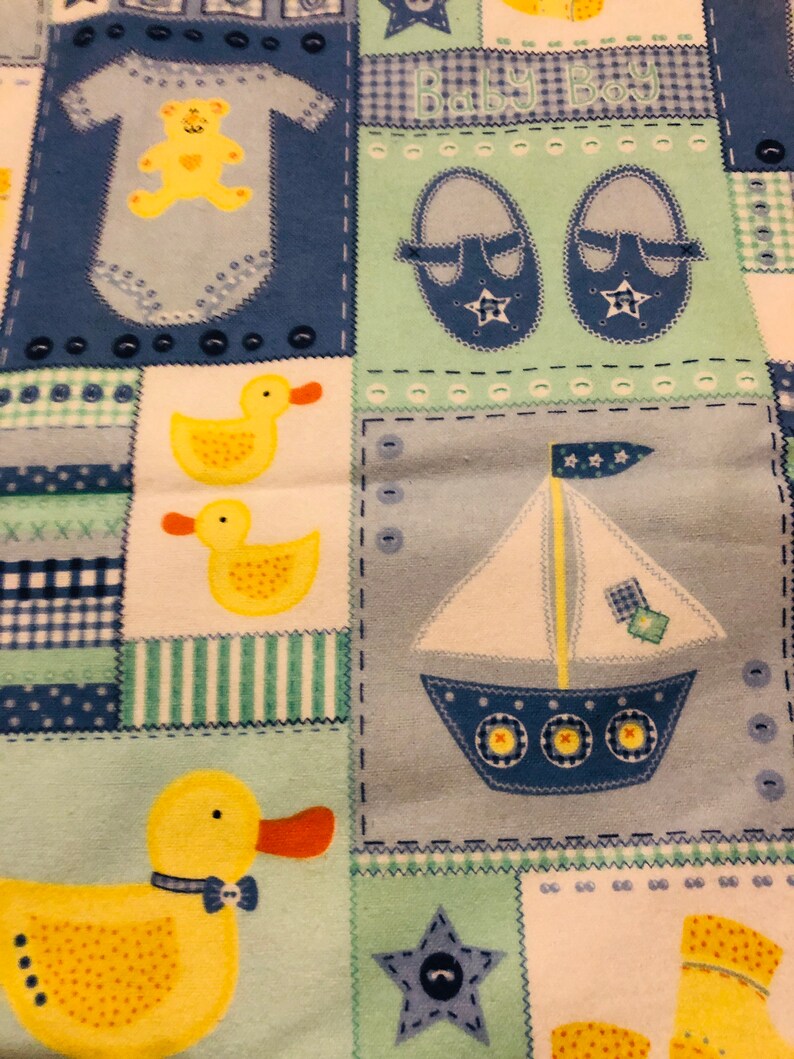 Baby Boys Blue Flannel Fabric Etsy
