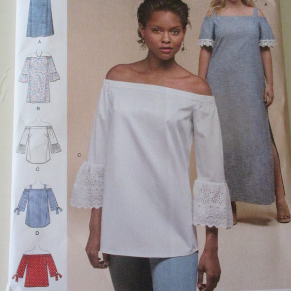 Simplicity 8296  Summer Blouse Dress Tunic Shoulderless Sizes 10-18 and Size 20W-28W