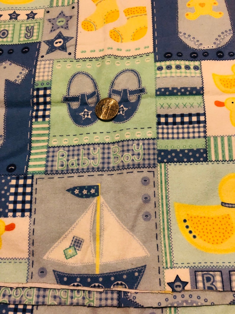 Baby Boys Blue Flannel Fabric Etsy