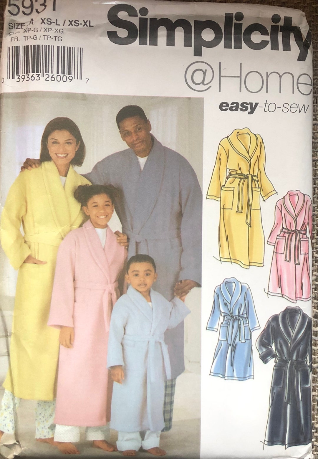 Simplicity 5931 Family Sewing Pattern for Robes Uncut - Etsy
