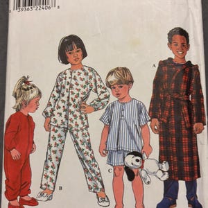 Pijama/bata vintage Simplicity 8493 para niños y niñas pequeños, talla 1/2-2, usado.