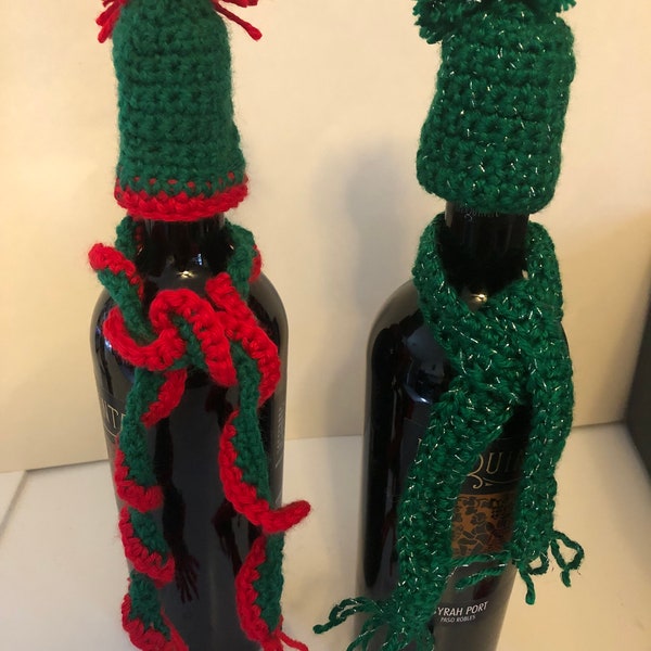 Christmas Wine Bottle Dress Up Cap and Scarf Two Piece Set