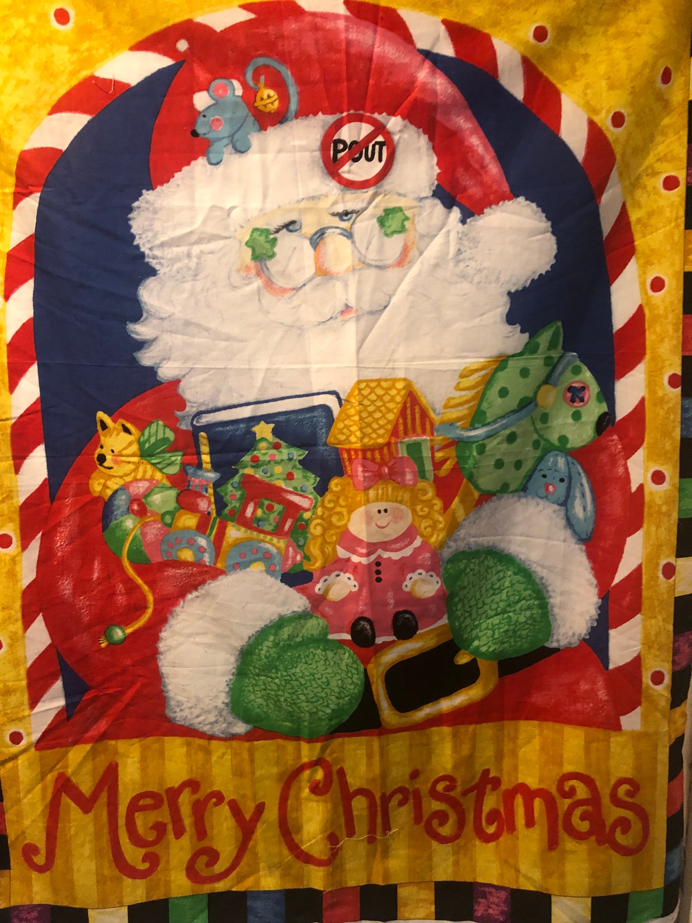 Vintage Rare Find Santa a Merry Christmas to You Panel to Sew Christmas Door Panel/Wall Panel