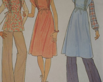 1970&#39;s  Vintage Empire Dress Top Pant Suite  Simplicity 7448 Size 12