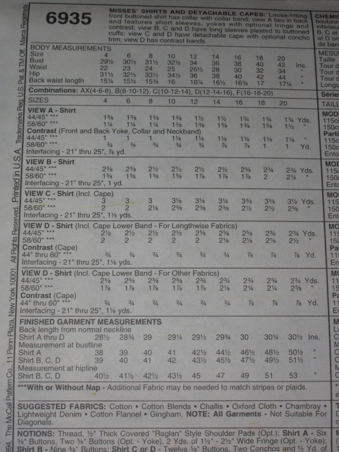 Jahrgang Misses westlichen Stil Shirts. McCall Muster 6935 | Etsy