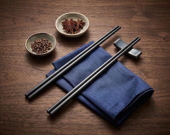Ebony Chopsticks, Round Handmade Wood Sticks, Natural Non, Eco Friendly Kitchen Gift
