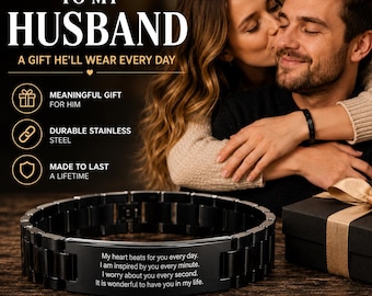 Personalized Engraved Men's Bracelet Black Stainless Steel