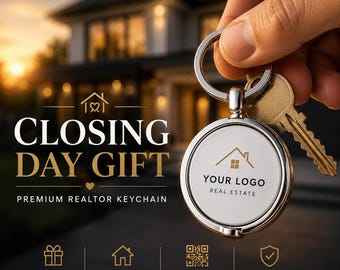 Personalized Realtor Spinning Keychain, Custom Closing Gift, Stainless Steel Branding Tool